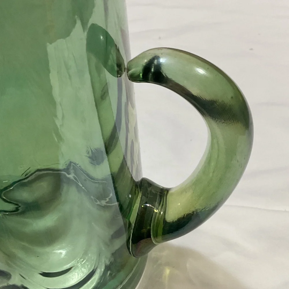 Green Glass Pitcher with Handle